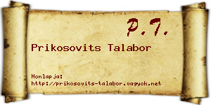 Prikosovits Talabor névjegykártya
